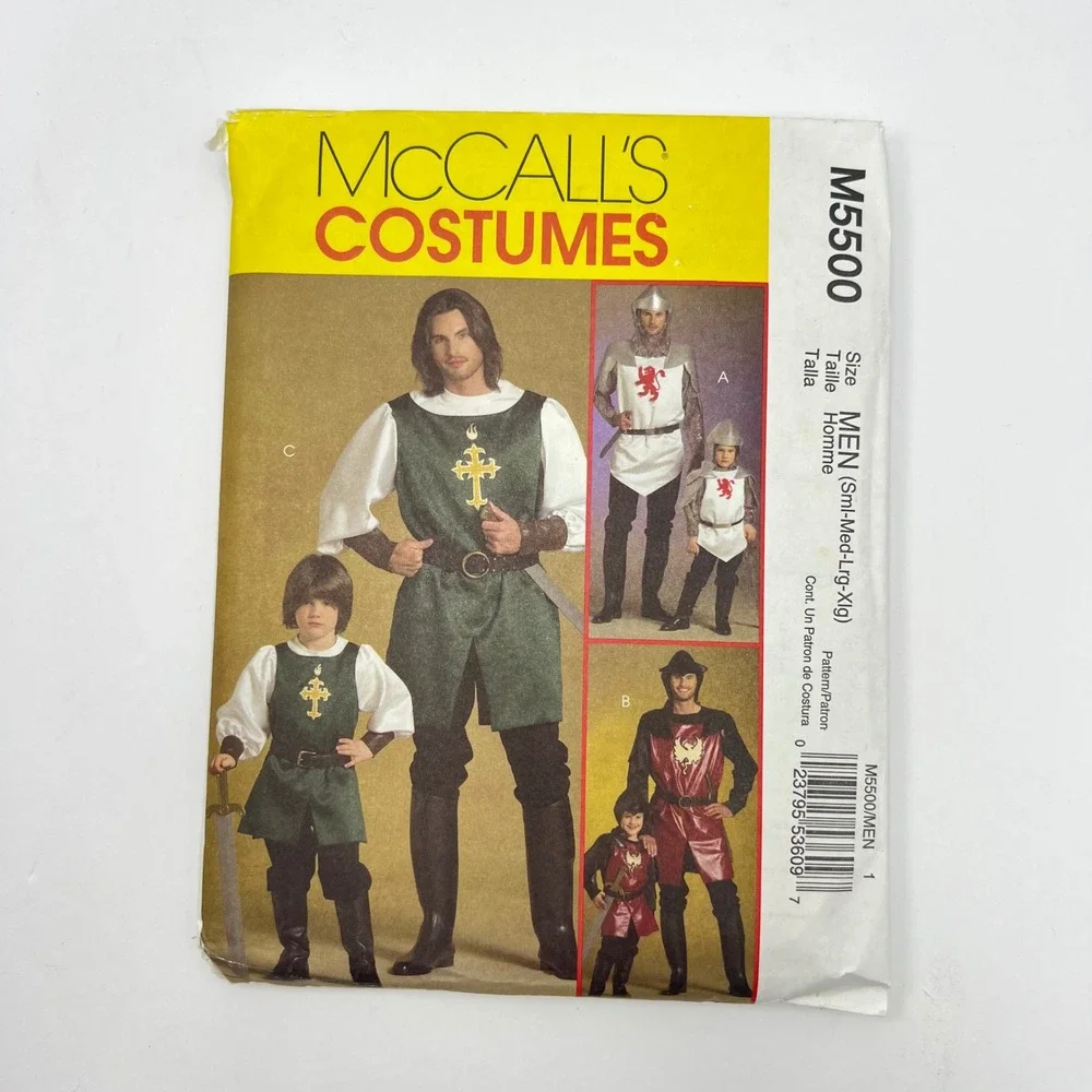 McCall's M5500 Costume Tunic Armor Hood Pattern S-XL Cosplay Knight Prince